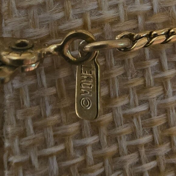 Vintage Monet Red and Cream Enamel Gold Tone Necklace - Picture 3 of 4